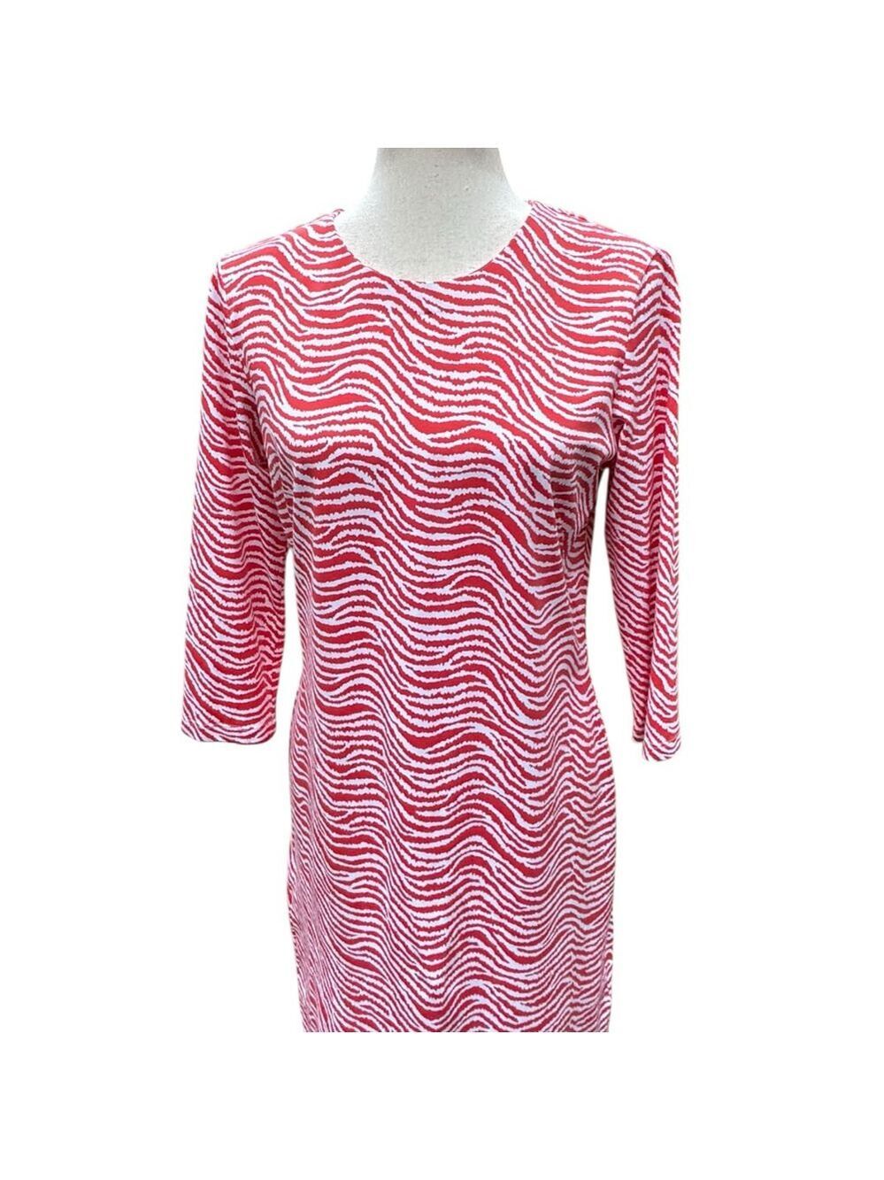 J. McLaughlin Coral Zebra Print Sheath Dress Size M Coastal Chic Resort Party St - Picture 3 of 8
